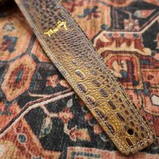 moody 2.5" Faux Gator Leather Backed Guitar Strap - Orange/Cream Standard_6