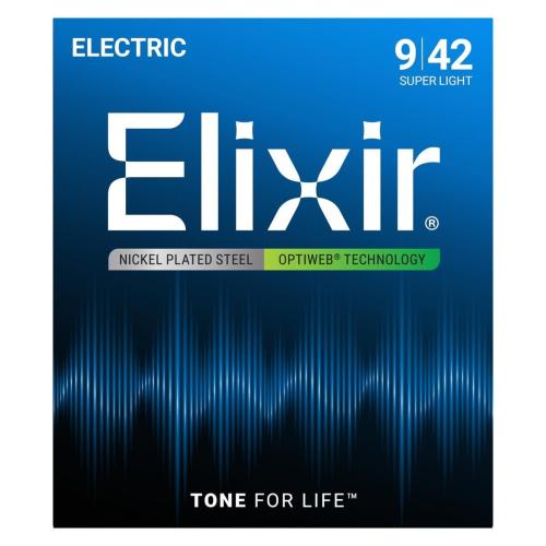 Elixir 19002 Super Light ELECTRIC NICKEL PLATED STEEL WITH OPTIWEB COATING エリクサー オプティウェブ 09-42