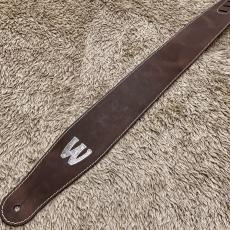 Warwick Teambuilt Genuine Leather Bass Strap Brown Silver Embossing_3