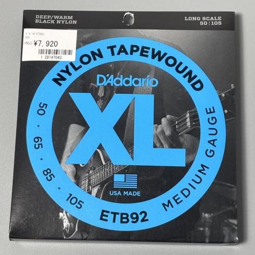 D'addario 【NYLON TAPEWOUND】ETB92 50-105 ロングスケール