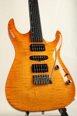 Marchione Guitars Neck-Through Carve Top 1pcs Figured Maple Top Mahogany H/S/H Trans Amber_4