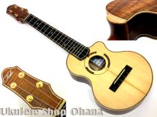 Kikolele コンサート カッタウェイ #87 オールドジャーマンスプルース/マスターグレードハワイアンカーリーコア