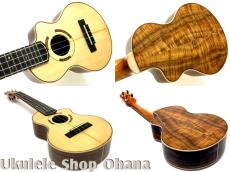 Kikolele コンサート カッタウェイ #87 オールドジャーマンスプルース/マスターグレードハワイアンカーリーコア_3