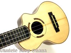 Kikolele コンサート カッタウェイ #87 オールドジャーマンスプルース/マスターグレードハワイアンカーリーコア_6