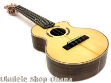 Kikolele コンサート カッタウェイ #87 オールドジャーマンスプルース/マスターグレードハワイアンカーリーコア_8