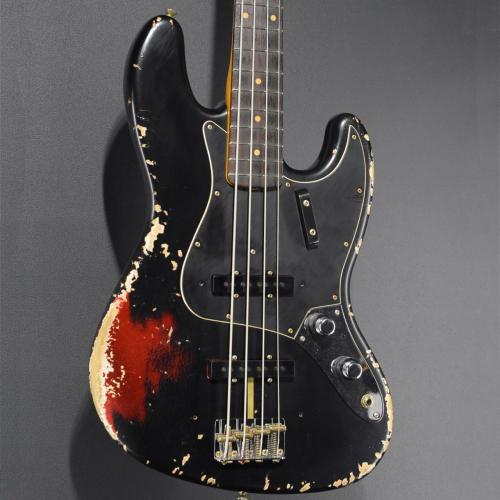 Fender Custom Shop 1961 Jazz Bass Heavy Relic -Black over CandyAppleRed-【4.08kg】【Custom Order】