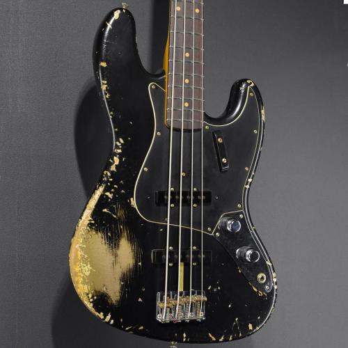 Fender Custom Shop 1961 Jazz Bass Heavy Relic -Black over ShorelineGold-【4.17kg】【Custom Order】