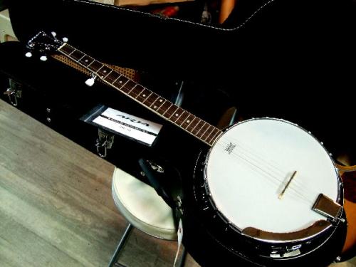 ARIA SB-10　5弦バンジョー ハードケース付き　マイク搭載アンプに繋げる　エレキバンジョー　Banjo