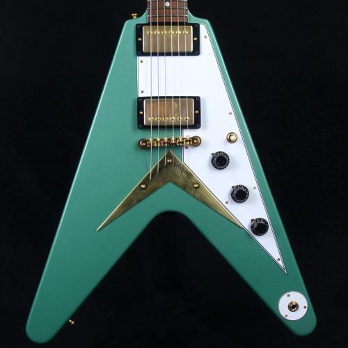 Gibson 1958 Korina Flying V Reissue VOS Inverness Green White Pickguard GH