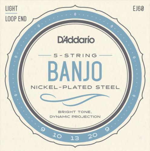 D'addario EJ60 ニッケル 9-20 ライト ループエンドバンジョー弦