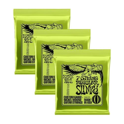 ERNIE BALL Super Slinky Nickel Wound 7-String Electric Guitar Strings 9-52 Gauge [2621]【3PACK】