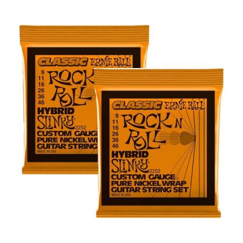 ERNIE BALL Hybrid Slinky Classic Rock n Roll Pure Nickel Wrap 9-46 Gauge [2252]【2PACK】