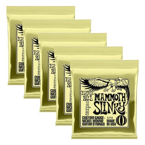 ERNIE BALL Mammoth Slinky Nickel Wound Electric Guitar Strings with wound G 12-62 Gauge [2214]【5PACK】