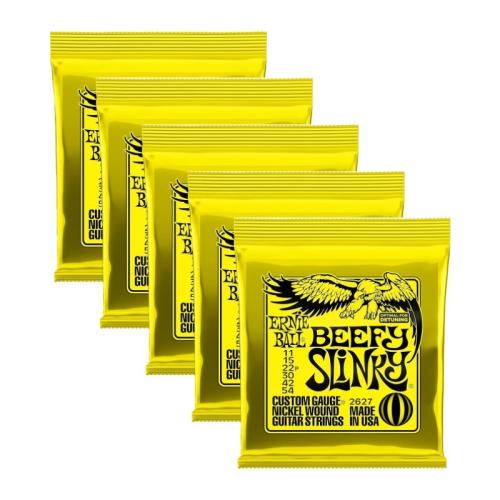 ERNIE BALL Beefy Slinky Nickel Wound Electric Guitar Strings 11-54 Gauge [2627]【5PACK】