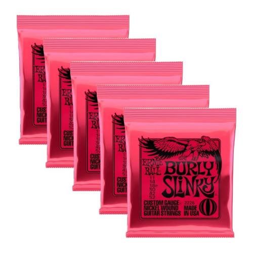 ERNIE BALL Burly Slinky Nickel Wound Electric Guitar Strings 11-52 Gauge [2226]【5PACK】
