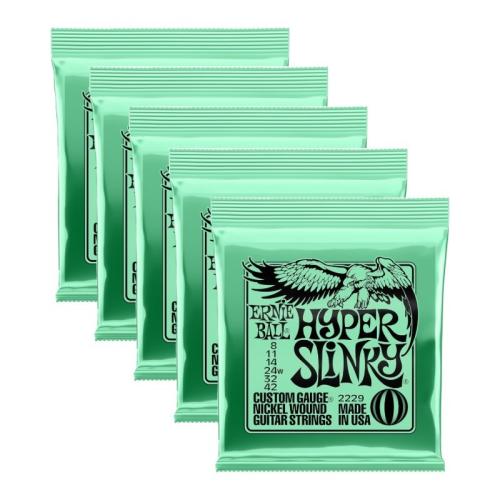ERNIE BALL Hyper Slinky Nickel Wound Electric Guitar Strings 8-42 Gauge [2229]【5PACK】