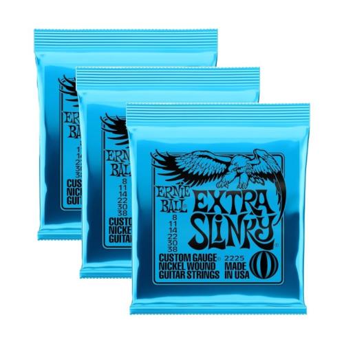 ERNIE BALL Extra Slinky Nickel Wound Electric Guitar Strings 8-38 Gauge [2225]【3PACK】