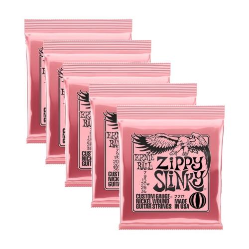 ERNIE BALL Zippy Slinky Nickel Wound Electric Guitar Strings 7-36 Gauge [2217]【5PACK】