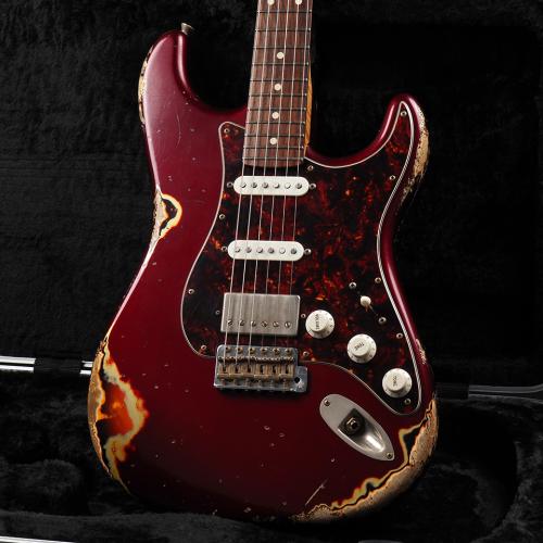 XOTiC XSC-2 Ash/Rose Heavy Aged ~Dark Candy Apple Red Over 3-Tone Sunburst~