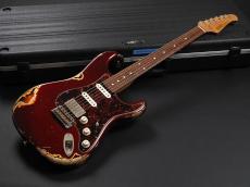 XOTiC XSC-2 Ash/Rose Heavy Aged ~Dark Candy Apple Red Over 3-Tone Sunburst~_2