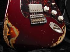 XOTiC XSC-2 Ash/Rose Heavy Aged ~Dark Candy Apple Red Over 3-Tone Sunburst~_6