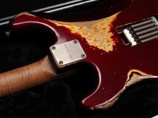 XOTiC XSC-2 Ash/Rose Heavy Aged ~Dark Candy Apple Red Over 3-Tone Sunburst~_12