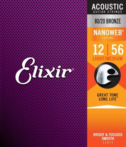 Elixir NANOWEB 80/20 BRONZE LIGHT/MEDIUM #11077【12-56/アコースティックギター弦】