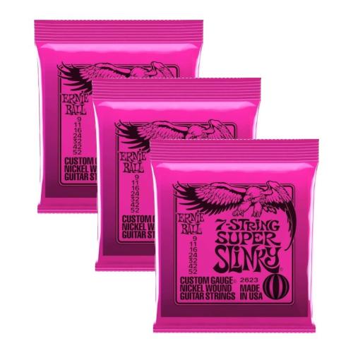ERNIE BALL Regular Slinky Nickel Wound 7-String Electric Guitar Strings 10-56 Gauge [2623]【3PACK】