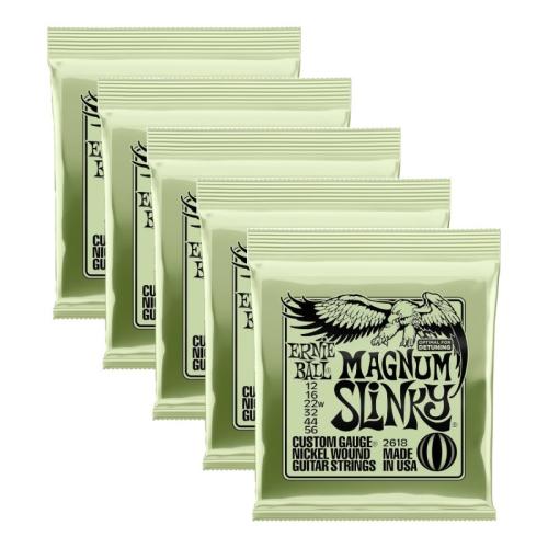 ERNIE BALL Magnum Slinky Nickel Wound Electric Guitar Strings 12-56 Gauge [2618]【5PACK】