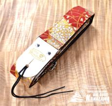 tiny products 京都西陣織 金蘭 和柄ギターストラップ 桜/赤2/White - Tab/L