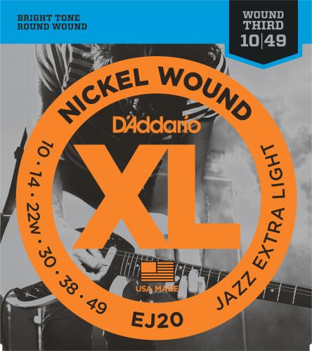 D'addario XL NICKEL EJ20 Jazz Extra-Light【10-52/エレキギター弦】