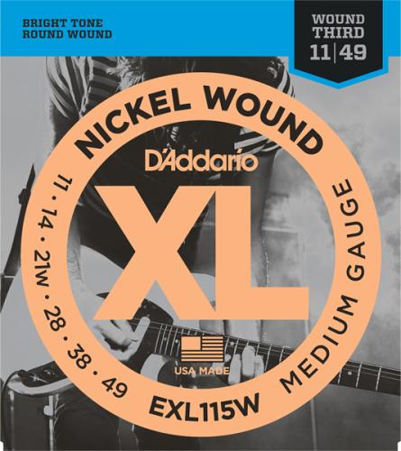 D'addario XL NICKEL EXL115W Medium Blues/Jazz Rock/Wound 3rd【11-49/エレキギター弦】