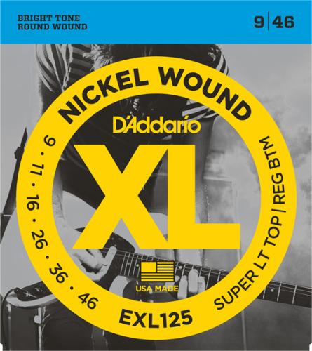 D'addario XL NICKEL EXL125 Super Light Top/ Regular Bottom【09-46/エレキギター弦】