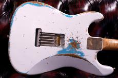 XOTiC XSC-2 5A Grade Flame Maple Neck Heavy Aged ~Olympic White Over Seaform Green~ #4181_11