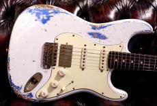 XOTiC XSC-2 5A Grade Flame Maple Neck Heavy Aged ~Olympic White Over Lake Pracid Blue~ #4181