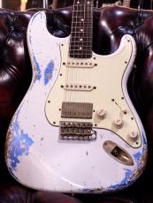 XOTiC XSC-2 5A Grade Flame Maple Neck Heavy Aged ~Olympic White Over Lake Pracid Blue~ #4181_2