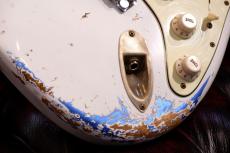 XOTiC XSC-2 5A Grade Flame Maple Neck Heavy Aged ~Olympic White Over Lake Pracid Blue~ #4181_3