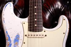 XOTiC XSC-2 5A Grade Flame Maple Neck Heavy Aged ~Olympic White Over Lake Pracid Blue~ #4181_5