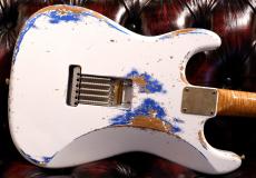 XOTiC XSC-2 5A Grade Flame Maple Neck Heavy Aged ~Olympic White Over Lake Pracid Blue~ #4181_11