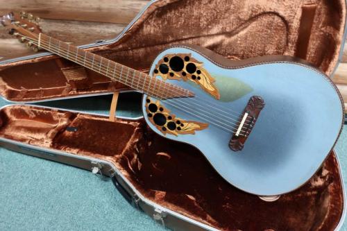 Ovation Super Adamas 1687-8 / Blue・Deep Bowl・Non Cutaway・Double Adamas Epaulet・Clear guard・Fiberglass Top・Lyrachord Side and Back・Wood knob・Stereo out 【With Original Brown Case】 1981年製