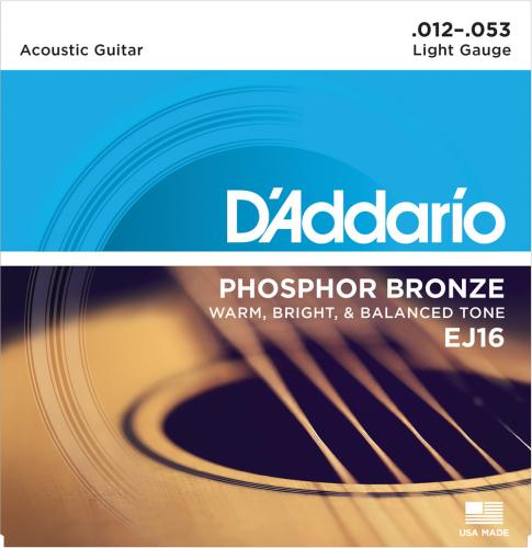 D'addario PHOSPHOR BRONZE LIGHT EJ16【12-53/アコースティックギター弦】