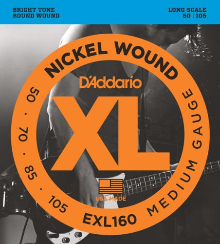 D'addario XL NICKEL MEDIUM  EXL160【50-105/エレキベース弦】