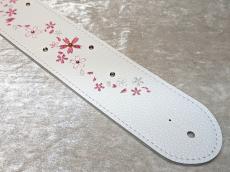 Grande uomo 桜刺しゅうストラップ ホワイトレザー_2