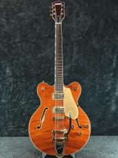 Gretsch Electromatic LTD Flame Okoume Broadkaster Double-Cut with Bigsby- Roundup Orange Stain-_2