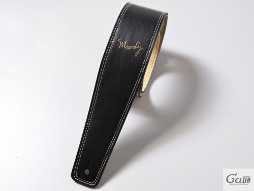 MOODY STRAPS 2.5" LEATHER BACKED GUITAR STRAP -SUEDE- BLACK/CREAM