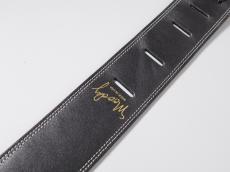 MOODY STRAPS 2.5" LEATHER BACKED GUITAR STRAP -SUEDE- BLACK/CREAM_5
