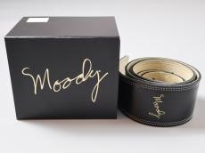 MOODY STRAPS 2.5" LEATHER BACKED GUITAR STRAP -SUEDE- BLACK/CREAM_8
