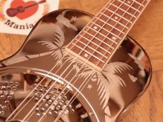 Aiersi Nickel Plated Brass Palm Tree Design Resonator Concert Ukulele #4983_3