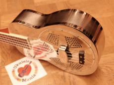 Aiersi Nickel Plated Brass Palm Tree Design Resonator Concert Ukulele #4983_4