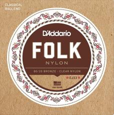 D'addario EJ33 80/20ブロンズ クリアナイロン ボールエンドアコースティックギターナイロン弦